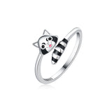925 Sterling Silver Cute Raccoon Ring