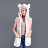 New Wolf fur hats with gloves