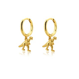 New Silver Stainless Steel Dinosaur Earrings