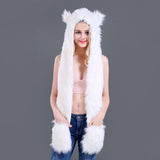 New Wolf fur hats with gloves