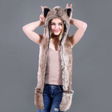 New Wolf fur hats with gloves