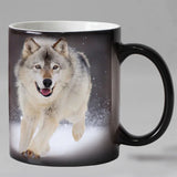 Funny Wolf Design Heat Sensitive Ceramic Mug Animals Aso