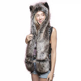 New Wolf fur hats with gloves