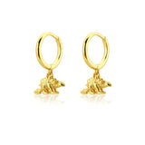 New Silver Stainless Steel Dinosaur Earrings