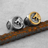 New Stainless Steel Viking Wolf Ring-Animals-Aso