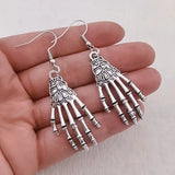 Trendy Skeleton Hand Dangle Earrings Animals-Aso