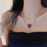 Gothic Vintage Red Heart Star Cross Necklace Animals Aso