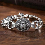 Retro Viking Double Wolf Bracelet Animals-Aso