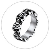 Vintage Stainless Steel Skull Rings - animalsaso02
