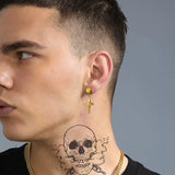 Stainless Steel Skull Head Star Dangle Earrings-Animals Aso
