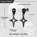 Stainless Steel Skull Head Star Dangle Earrings-Animals Aso