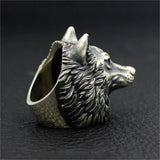 New Retro Trend Nordic Wolf Head Ring Animals-Aso