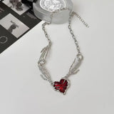 Gothic Vintage Red Heart Star Cross Necklace Animals Aso