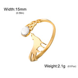 Stainless Steel Wolf Zircon Adjustable Ring-Animals Aso