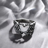 Vintage Punk Skull Hand with Heart-Shaped Ring-Animals Aso