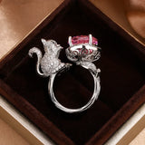 925 Silver Plated Creative Squirrel Ring Animals Aso