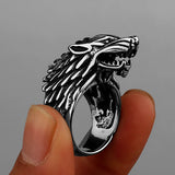 Viking Domineering Wolf Head Ring Men Animals Aso