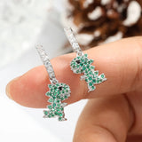 New Zircon Dinosaur Drop Hoop Earrings Animals-Aso