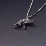 Vintage Metal Dinosaur Pendant Necklace Animals-Aso