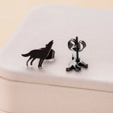 New fashion stainless steel Wolf earrings Animals-Aso