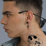 Stainless Steel Skull Head Star Dangle Earrings-Animals Aso