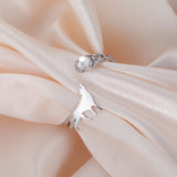 Stainless Steel Wolf Zircon Adjustable Ring-Animals Aso