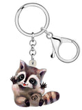 New Adorable Plush Raccoon Keychains Animals-Aso