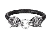 Retro Viking Double Wolf Bracelet Animals-Aso
