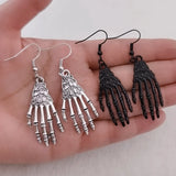Trendy Skeleton Hand Dangle Earrings Animals-Aso