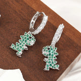 New Zircon Dinosaur Drop Hoop Earrings Animals-Aso