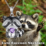 Cute Raccoon Alloy Pendant Necklace-Animals Aso