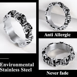 Vintage Stainless Steel Skull Rings-Animals Aso