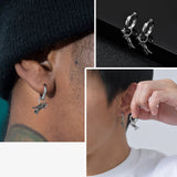 New Silver Stainless Steel Dinosaur Earrings