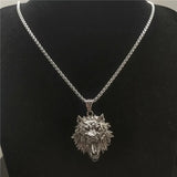 Vintage Stainless Steel Wolf Necklace Animals-Aso