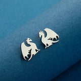 New Cute Dragon Stainless Steel Earrings Animals-Aso