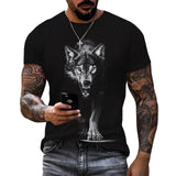 New Men's 3D Printed Wolf T-Shirt Animals-Aso