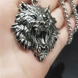 Vintage Stainless Steel Wolf Necklace Animals-Aso
