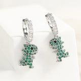 New Zircon Dinosaur Drop Hoop Earrings
