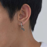 New Silver Stainless Steel Dinosaur Earrings