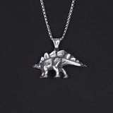 Vintage Metal Dinosaur Pendant Necklace Animals-Aso