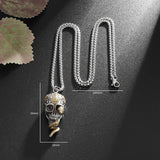 Vintage Gothic Snake Coiled Demon Skull Necklace Animals-Aso