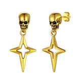 Stainless Steel Skull Head Star Dangle Earrings