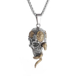Vintage Gothic Snake Coiled Demon Skull Necklace Animals-Aso