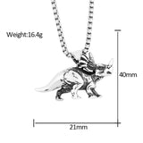 Stainless Steel Vintage Dinosaur Necklace Animals-Aso