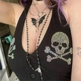 Women's Emo Gothic Skull Print Camisole Animals-Aso