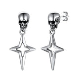 Stainless Steel Skull Head Star Dangle Earrings-Animals Aso