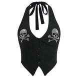 Women's Emo Gothic Skull Print Camisole Animals-Aso