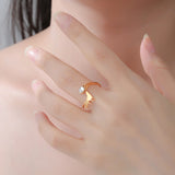 Stainless Steel Wolf Zircon Adjustable Ring