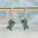 New Zircon Dinosaur Drop Hoop Earrings Animals-Aso
