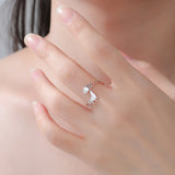 Stainless Steel Wolf Zircon Adjustable Ring-Animals Aso